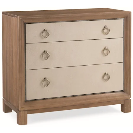 "Glam-More" & "Much to My Shagreen" Nightstand with 3 Drawers and 3-Plug Electrical Outlet